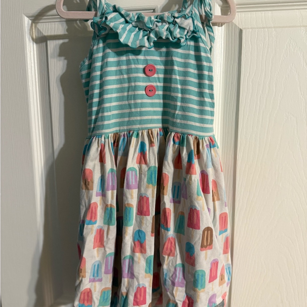Eleanor Rose Green and White Popsicle Sleeveless Scoop Neck Sundress